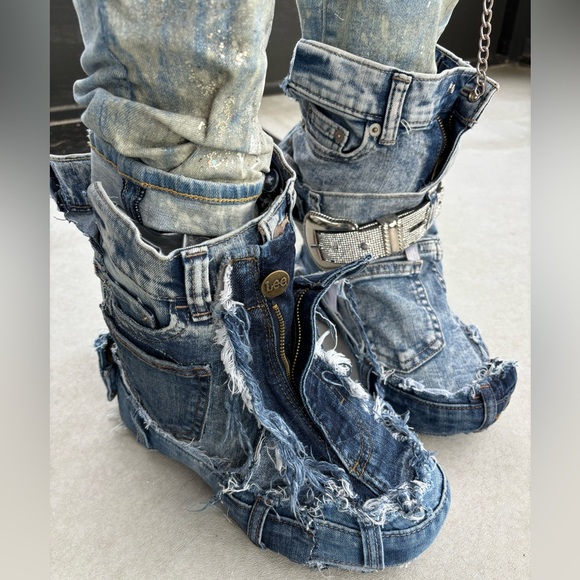 Denim Unisex Boots - Picture 3 of 7